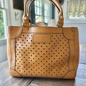 Kate Spade Tan Perforated Leather Top-Handle Tote Pocketbook